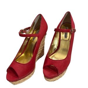 Charles David Red Peep Toe Wedges
